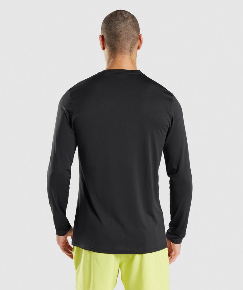 Men's Gymshark Arrival Long Sleeve T-Shirts Black | NZ 1YAHTC